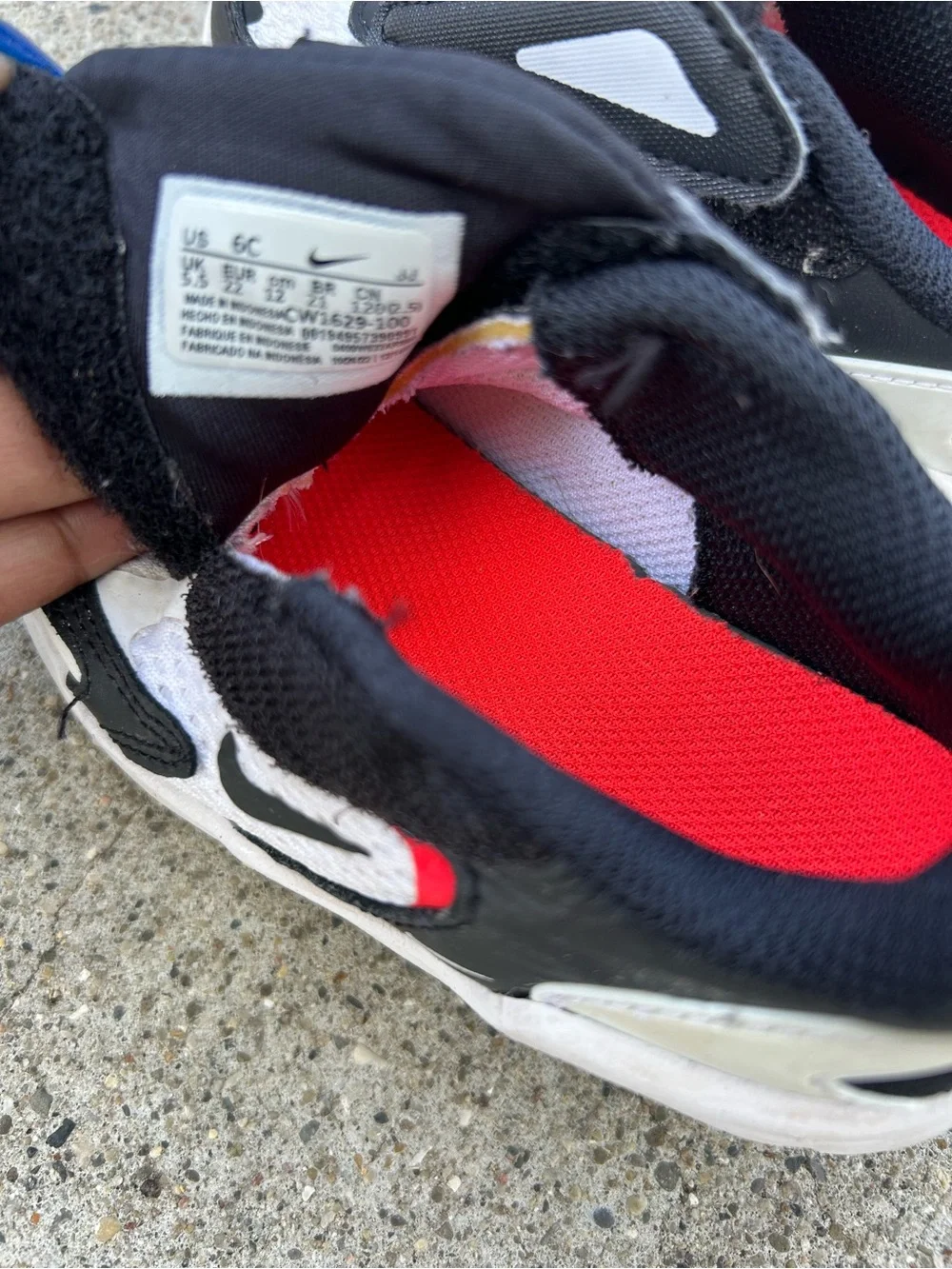 Nike Kids Black, White and Red Air Max Slip-On Sneakers